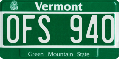 VT license plate OFS940