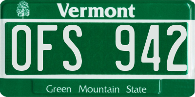 VT license plate OFS942