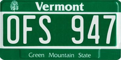 VT license plate OFS947