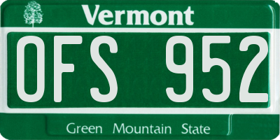 VT license plate OFS952