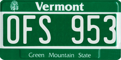 VT license plate OFS953