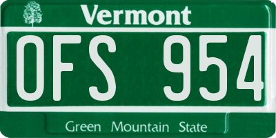 VT license plate OFS954