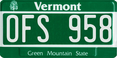 VT license plate OFS958