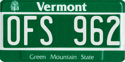 VT license plate OFS962