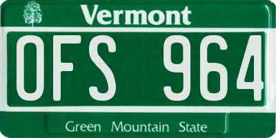 VT license plate OFS964