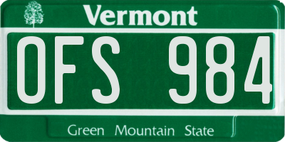 VT license plate OFS984