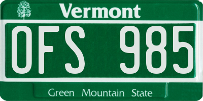 VT license plate OFS985