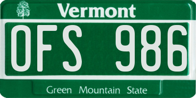 VT license plate OFS986