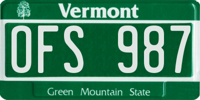 VT license plate OFS987