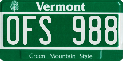 VT license plate OFS988