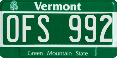 VT license plate OFS992