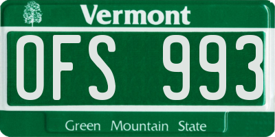 VT license plate OFS993