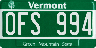 VT license plate OFS994