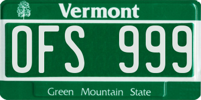 VT license plate OFS999