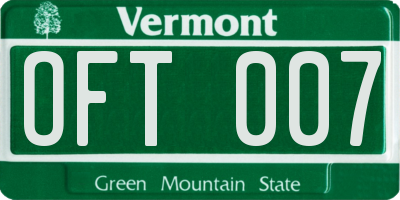VT license plate OFT007