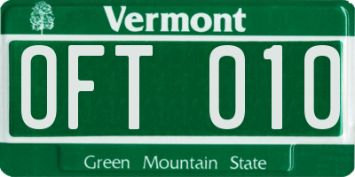 VT license plate OFT010