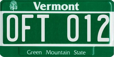 VT license plate OFT012