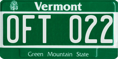 VT license plate OFT022