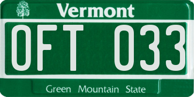 VT license plate OFT033