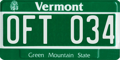 VT license plate OFT034