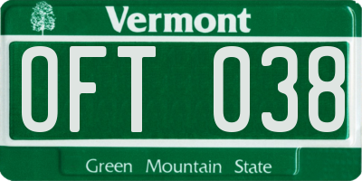 VT license plate OFT038