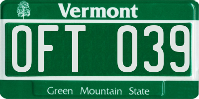 VT license plate OFT039