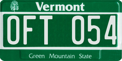 VT license plate OFT054