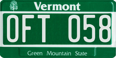 VT license plate OFT058