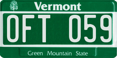 VT license plate OFT059
