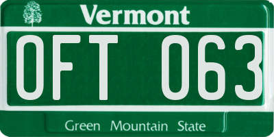 VT license plate OFT063