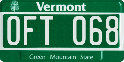VT license plate OFT068