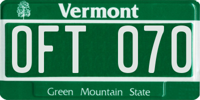 VT license plate OFT070