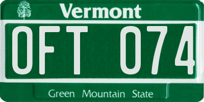 VT license plate OFT074