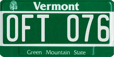 VT license plate OFT076