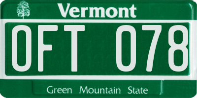 VT license plate OFT078