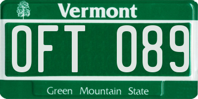 VT license plate OFT089