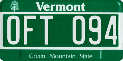 VT license plate OFT094