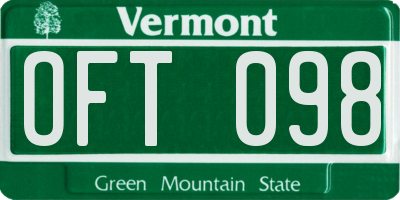 VT license plate OFT098