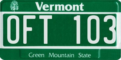 VT license plate OFT103