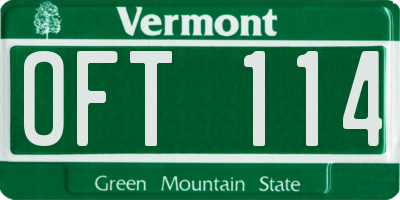 VT license plate OFT114