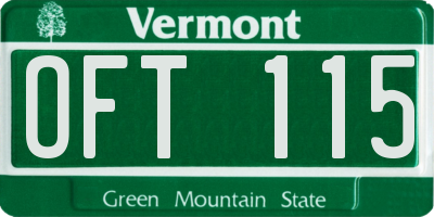 VT license plate OFT115
