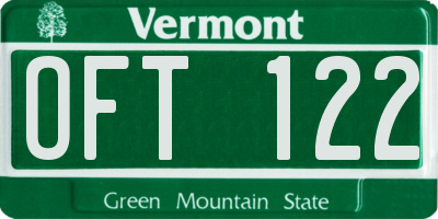 VT license plate OFT122