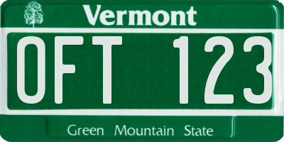 VT license plate OFT123