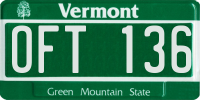 VT license plate OFT136