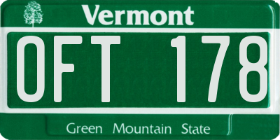 VT license plate OFT178