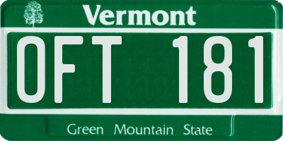VT license plate OFT181