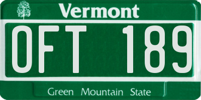 VT license plate OFT189
