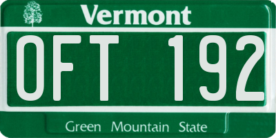 VT license plate OFT192