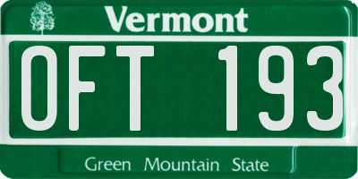 VT license plate OFT193