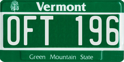 VT license plate OFT196